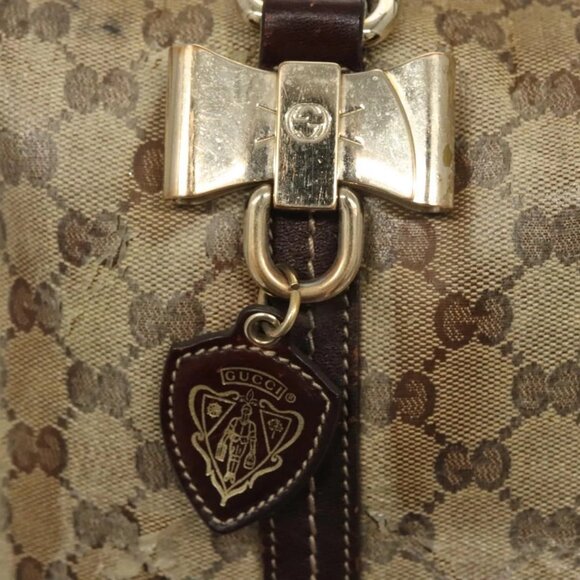 GUCCI GG Crystal Shoulder Bag Coated Canvas Brown Gold - Picture 6 of 16